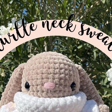 Abigail Hernandez on Instagram: "🌸 PATTERN RELEASE 🌸 

Today is the day! My new turtle neck sweater pattern is now out! I hope you all enjoy it 🤍 
A REMINDER: This pattern is ONLY compatible with @kosinsqa.handmade baby bunny pattern.
Don’t forget to tag me & @kosinsqa.handmade. I would love to see all your sweater creations! 🫶🏻 

#crochet #crochetersofinstragram #crochetpattern #crochetpatternfree #crochetpatterns #patterndesign #crochetaddict #crochetlove #crochetinspiration #amigurumi #amigurumicrochet #amigurumitoys #amigurumiaddict #amigurumipatterns #crochetplushie #plushiesofinstagram #sweaterweather #crochetsweater" Bunny Sweater Crochet, Crochet Sweater For Plushie, Crochet Bunny Clothes Free Pattern, Crochet Bunny Sweater, Crochet Onesie Pattern Free, Crochet Bunny Pattern Free, Cow Onesie, Crochet Onesie, Onesie Pattern