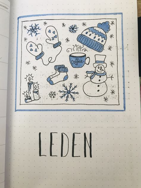 January Doodles, Draw Your Day, Winter Bujo, Diary Doodles, Calendar Doodles, Bujo Doodles, Bullet Journal 2020, Page Decoration, Christmas Calendar