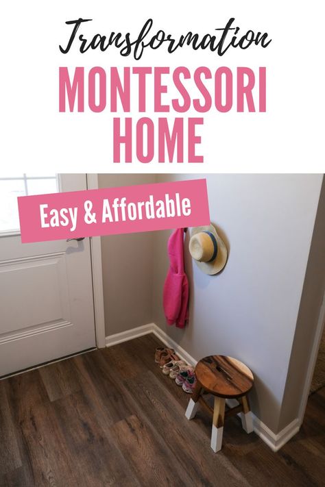 How we transformed our home into more Montessori style with affordable tips and simple yet incredibly impactful changes! Check out my toddler's Montessori bedroom, our walkway, kicthen, and bathroom tips now! Montessori Tips // Montessori Playroom // Montessori Bed // Montessori Toys // Montessori Kitchen // Montessori Toddler #montessorihome #montessoritoddler #montessoritips Montessori Dressing Area Ikea, Montessori Infant Classroom Layout, Boho Montessori Room, Simple Montessori Bedroom, Small Space Montessori, Montessori Bathroom Station, Small Montessori Bedroom, Infant Classroom Layout, Montessori Living Room