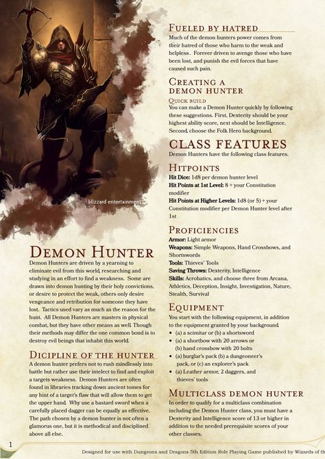 DnD 5e Homebrew — Demon Hunter class by sonixinos Dnd 5, Guerriero Samurai, D D Classes, Dungeon Master's Guide, Dnd Races, Dnd Classes, Dungeons And Dragons 5e, Dungeons And Dragons Classes, Dnd 5e Homebrew