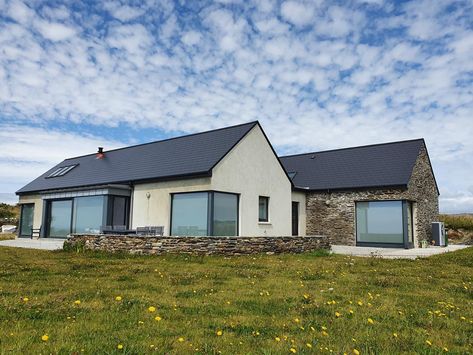 Stags House - Edge Architecture Modern Irish Bungalow, Irish Bungalow Design, Small Beach Bungalow, Self Build Houses Ireland, Bungalow Extension Plans, Modern Irish House, Irish House Plans, House Plans Ireland, Bungalow Designs