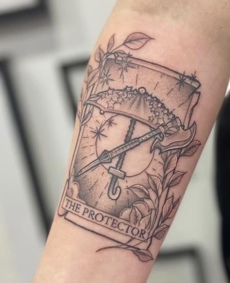 Buffy Tattoo Ideas, Buffy The Vampire Slayer Tattoo, Buffy Tattoo, General Tattoo, Umbrella Tattoo, Slayer Tattoo, Tarot Tattoo, Wrap Tattoo, Tattoo Concepts