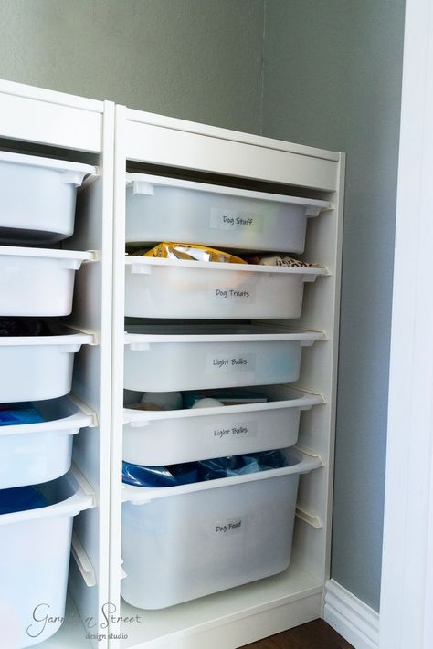 Coat Closet Organization Front Entry, Ikea Trofast Hack, Narrow Closet Organization, Small Closet Organization Diy, Cheap Closet, Ikea Closet Organizer, Closet Organisation, Front Closet, Coat Closet Organization