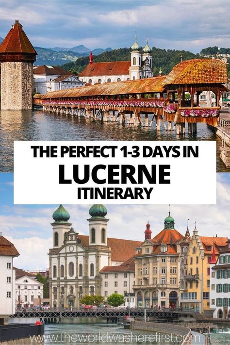 This Lucerne itinerary is perfect for those planning up to 3 days exploring this beautiful Swiss city! Zermatt Switzerland Summer, Switzerland Summer, Switzerland Vacation, Places In Switzerland, Swiss Travel, Lucerne Switzerland, Perfect Itinerary, Switzerland Travel, Lucerne