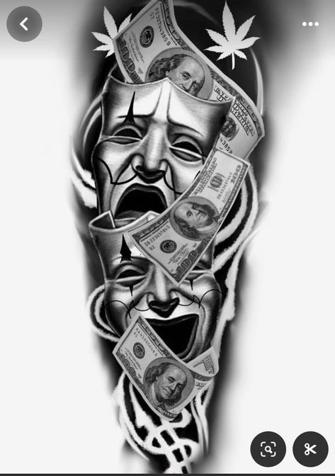 Inner Calf Tattoo Men, Gangsta Tattoo Ideas, Money Tattoos Women, Tattoo Designs Men Stencil, Money Tattoo Ideas For Men, Gangsta Tattoos Men, Gangsta Tattoos Men Design, Chicano Sleeve Tattoo, Chicano Tattoo Design Ideas