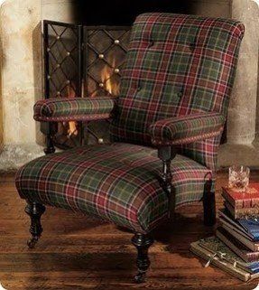 Checked chair Fantasy Fireplace, Tartan Armchair, Tartan Furniture, Scottish Interiors, Tartan Decor, Scottish Decor, Plaid Chair, Scottish Homes, Take A Seat