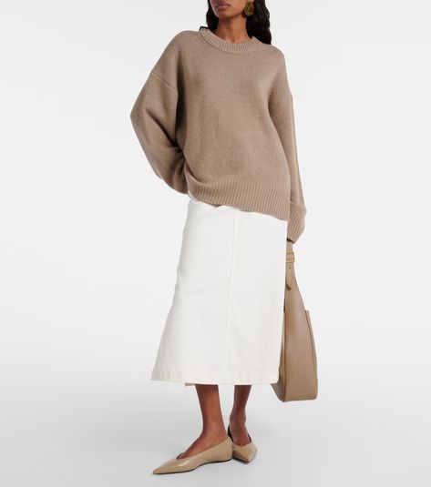 Renske cashmere sweater in beige - Lisa Yang | Mytheresa Lisa Yang, Inner Mongolia, Color Name, Denim Midi Skirt, Beige Sweater, High Rise Denim, Mongolia, Sweaters Knitwear, Cozy Knits