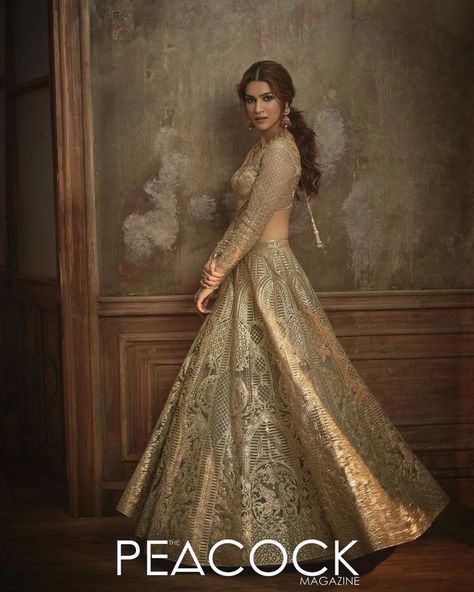 Outfit Inspirations To Steal From Kriti Sanon’s Peacock Magazine Shoot Golden Bridal Lehenga, Kriti Sanan, Reception Outfits, Gold Lehenga, Wedding Outfits For Women, Muslim Brides, Cocktail Night, Cocktail Outfit, Kriti Sanon