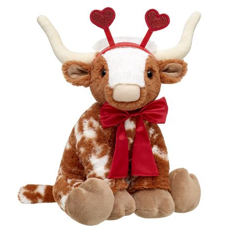 Longhorn Valentine's Day Gift Set February Vision Board, Valentines Day Teddy Bear, Country Bedroom Decor, Cow Plush, Build A Bear Workshop, Longhorn Cow, Heart Headband, Gift Bow, Teddy Bear Collection