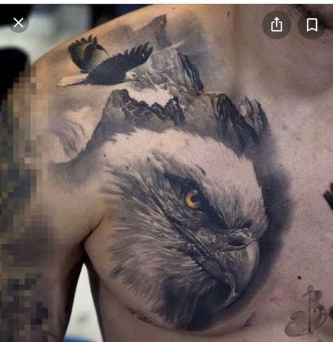 Bird Of Prey Tattoo, Eagle Chest Tattoo, Eagle Head Tattoo, Bald Eagle Tattoos, Mens Body Tattoos, Tattoo Colour, Big Cat Tattoo, Wolf Tattoos Men, Realistic Tattoo Sleeve