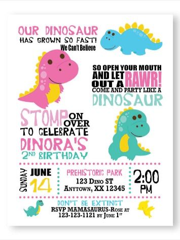 celebrate your Three-rex birthday with these colorful cute dinosaur personalized invitations.  #dinosaurparty #kidsparties #personalizedinvitations #girldinobirthday #girlbirthday #dinosaurs #kidsbirthdayideas Girls Dinosaur Birthday, Third Birthday Girl, Dinosaurs Birthday, Dinosaur Printable, Dinosaur Invitation, Girl Dinosaur Birthday, Cute Dinosaurs, Bee Birthday Party, Dinosaur Invitations