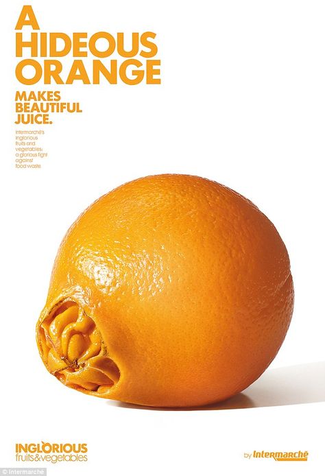 The supermarket created the project following the European Union's initiative to make 2014 the year against food waste Food Waste Project, Food Waste Campaign, Ugly Food, Food Wastage, Food Projects, Fruit And Veg, Creative Advertising, Food Waste, Food Design