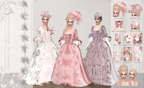 Acanthus Sims (Grand Opening) Rococo Court Collection Part I | Acanthus Sims on Patreon Clothes Sims 4 Cc, Hair Ts4, Sims 4 Decades Challenge, Rococo Dress, The Sims 4 Packs, Sims 4 Dresses, Sims4 Clothes, Royal Dresses, Sims Hair