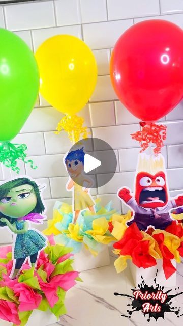 Inside Out Party Theme, Inside Out Centerpieces, Inside Out Balloon Decorations, Inside Out 2 Centerpieces, Inside Out Party Ideas Decorations, Inside Out Party, Inside Out 2 Decorations, Inside Out Party Ideas, Sofia Party