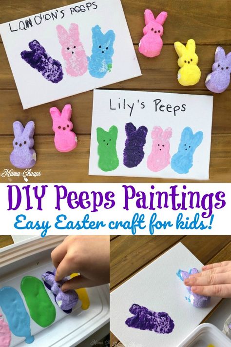 #DIY #Peeps Paintings - great #Easter #Craft for #Kids https://www.mamacheaps.com/2019/04/diy-peeps-paintings-easter-craft.html Diy Peeps, Easy Easter Decor, Easter Craft For Kids, Diy Osterschmuck, Preschool Easter, Easter Crafts Preschool, Easter Crafts For Toddlers, April Crafts, Easter Arts And Crafts