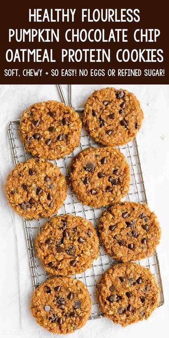 Pumpkin Protein Cookies, Best Pumpkin Cookies, Protein Cookies Recipe, Oatmeal Protein Cookies, Low Calorie Pumpkin, Pumpkin Cookies Healthy, Pumpkin Cookies Easy, Oatmeal Protein, Pumpkin Oatmeal Cookies