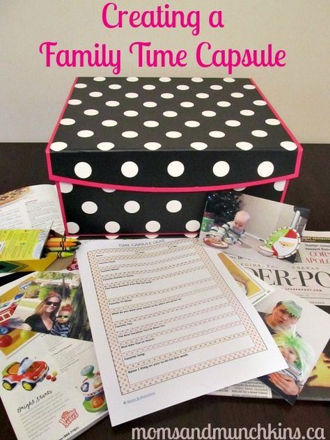 Ideas for creating a time capsule as a family - includes a free printable personal quiz. #FamilyFun Time Capsule Ideas, Reunion Activities, Family Journal, Reunion Ideas, Family Home Evening, Family Project, Family Night, Fun Fun, Family Memories