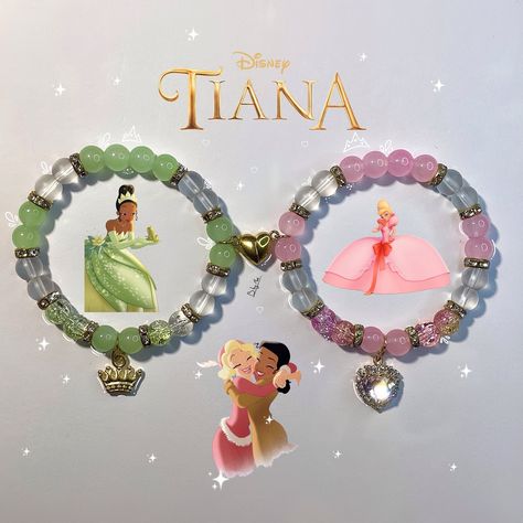 Tiana X Lottie Matching bracelets available now at Marbracelets.com #explorepage #matchingbracelets #tiana #lottie #princessandthefrog #friendshipbracelets Lottie And Tiana, Friends Cartoon, Best Friends Cartoon, Pink Stitch, Matching Bracelets, Friendship Bracelets, Best Friends, Green, Pink