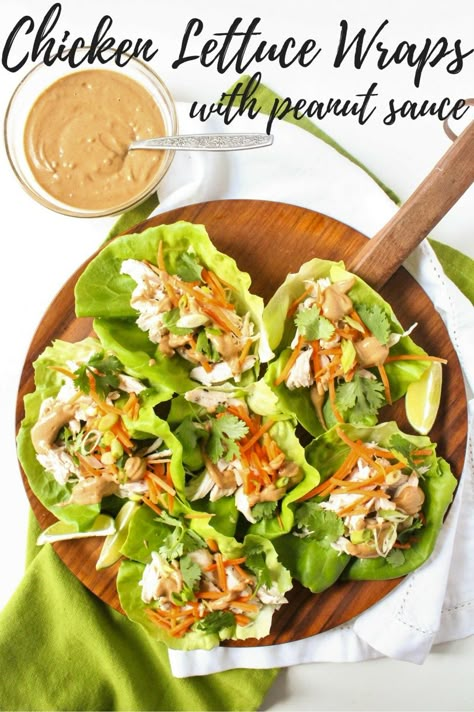 Bibb Lettuce Recipes, Shredded Chicken Lettuce Wraps, Lettuce Wraps With Peanut Sauce, Easy Chicken Lettuce Wraps, Thai Chicken Lettuce Wraps, Chicken Lettuce Cups, Lettuce Wraps Healthy, Lettuce Wraps Recipe, Chicken Lettuce Wraps Recipe