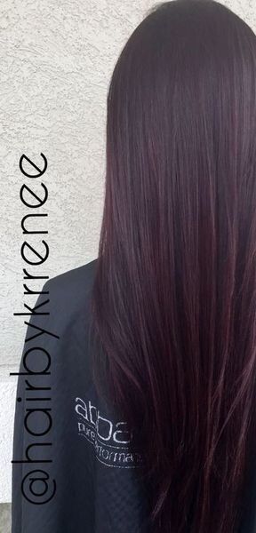 Dark hair with purple tint                                                                                                                                                                                 More Brunette With Purple Undertones, Brunette Purple Hair, Dark Plum Brown Hair, Subtle Purple Hair, Dark Plum Hair, Purple Highlights Brown Hair, Pelo Color Vino, Purple Brown Hair, Coffee Brown Hair