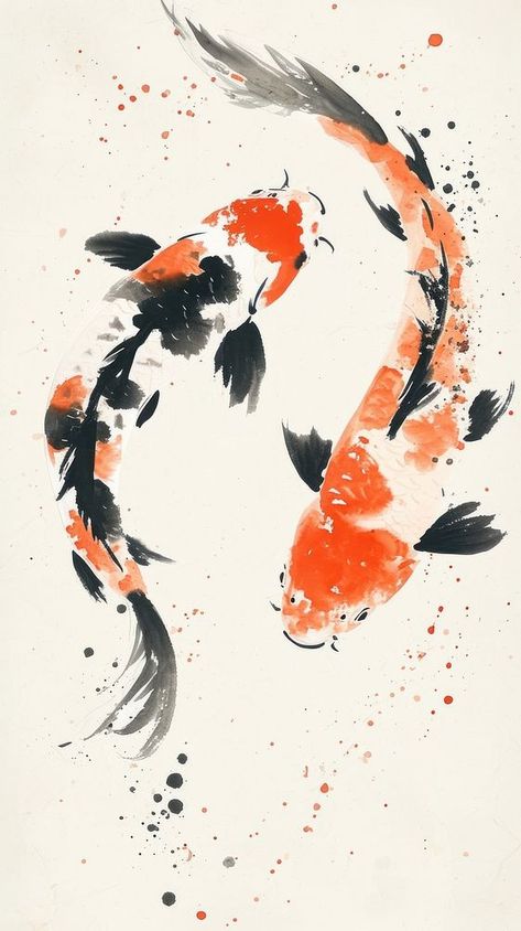 Fish koi painting animal | premium image by rawpixel.com Koi Fish Decoration, Painted Koi Fish, Ikan Koi Art, Coy Fish Painting Ideas, Koi Reference, Koi Fish Mural, Koi Watercolor Painting, Wallpaper Koi Fish, Koi Drawing