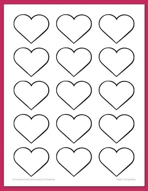 Heart Shape Printable Free, Valentine Heart Template Free Printable, Heart Shape Coloring Page, Heart Shape Template Free Printable Valentines Day, Blank Conversation Hearts, Heart Shapes Template, Printable Heart Template, Heart Art Projects, Heart Outline