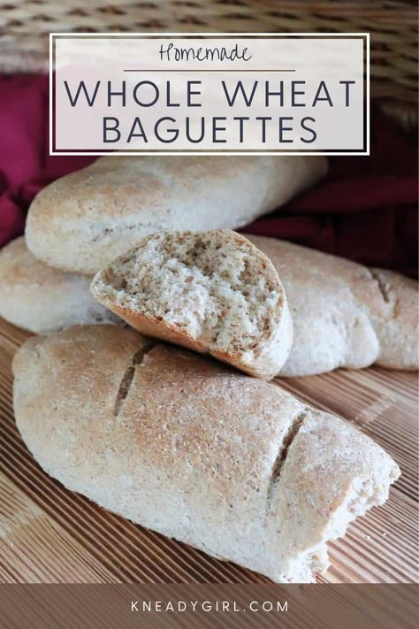 Make crusty french bread with a whole grain twist using our whole wheat baguettes recipe. These amazing homemade loaves are sure to please and go great with most any meal! Whole Wheat Baguette Recipe, Whole Wheat French Bread Recipe, Wheat French Bread Recipe, Whole Grain Bread Recipes, Whole Wheat French Bread, Wheat French Bread, Vegetable Beef Soup Recipes, Baguettes Recipe, Healthiest Bread