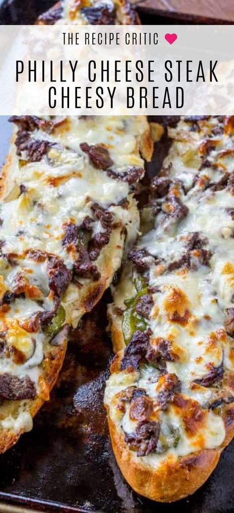 Cheesesteak Bread, Recipe For A Crowd, Philly Steak, Cheesesteak Recipe, Cheese Steak Sandwich, Quick Dishes, Cheese Steak, Philly Cheese, Cheesy Bread