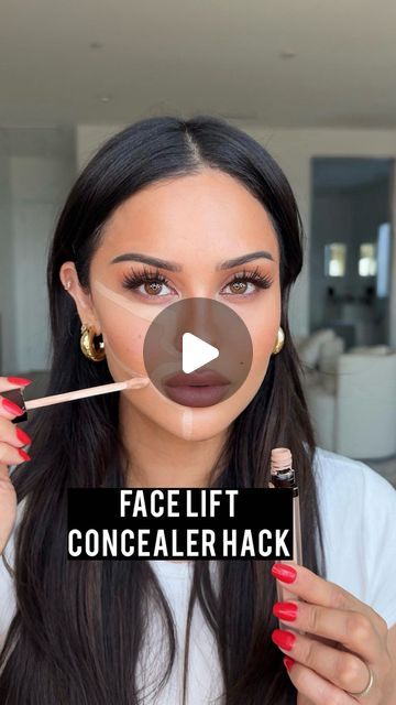 Christen Dominique on Instagram: "Face lift concealer technique!🤔 do we think it worked?
Ib: @lenkalul 

Concealer @hourglasscosmetics 

#faceliftmakeup #concealer #makeuphacks #makeup" Face Lift Contour Makeup, Applying Concealer Tutorials, Where To Place Concealer, Concealer Tips How To Apply, Concealer Placement, Face Lift Makeup, Facelift Makeup, Order To Apply Makeup, Hacks For Hair