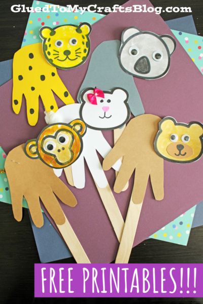 Animal Crafts For Toddlers, Handprint Animals, Animal Craft Ideas, Hand Print Animals, Friendship Crafts, Animal Puppets, Animal Crafts Preschool, Zoo Animal Crafts, Monkey Crafts