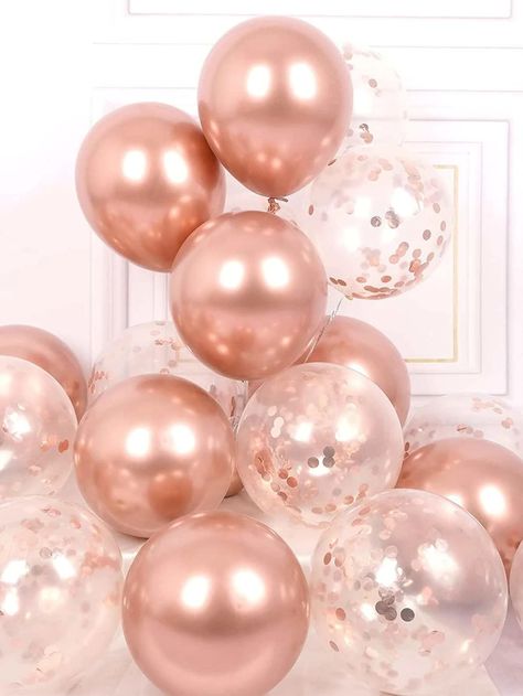 Price:$6.00! 40pcs Latex Balloon & 2pcs Ribbon Rose Gold Confetti, Rose Gold Balloons, Gold Balloons, Birthday Balloons, Confetti, Balloons, Rose Gold, Birthday, Gold