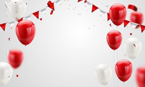 Red white balloons confetti concept desi... | Premium Vector #Freepik #vector #balloon-frame #congratulations-frame #ribbon-background #congratulations-banner Hut Ri, Balloon Background, Borders For Paper, Red Balloon, White Balloons, Confetti Balloons, Background Banner, Love Wallpaper, Happy Birthday Wishes