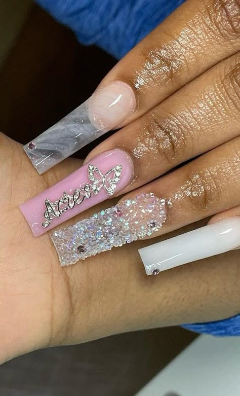 Aries Nail Ideas, Aries Nails Ideas, 20th Bday Nails, 2024 Birthday Nails, Aries Bday Nails, 19 Birthday Nails Acrylic, 15 Birthday Nails Acrylic, Aries Birthday Nails Acrylic, 20th Birthday Nails Acrylic