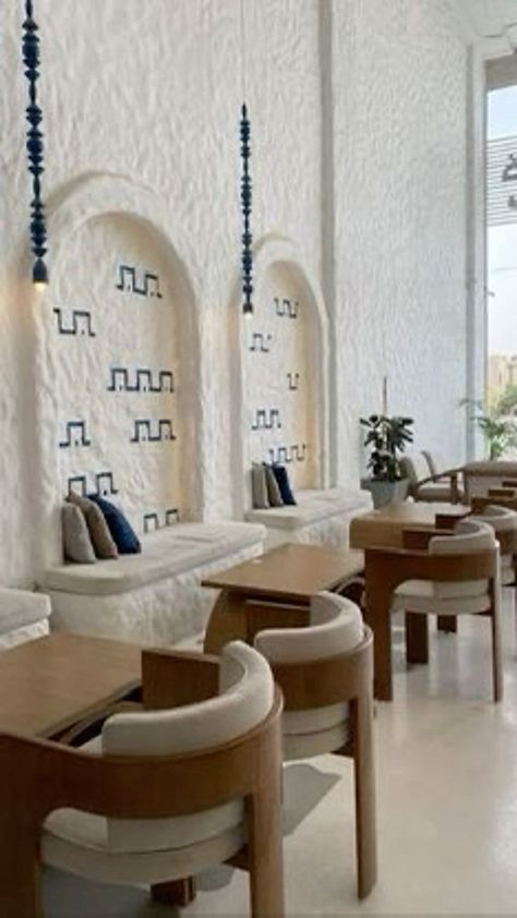 Greek Cafe Interior Design, Mediterranean Restaurant Interior Design, Coastal Restaurant Design, Greek Restaurant Interior, Greek Restaurant Design, Greek Coffee Shop, Arabic Cafe, Mediterranean Restaurant Design, Greek Interior Design