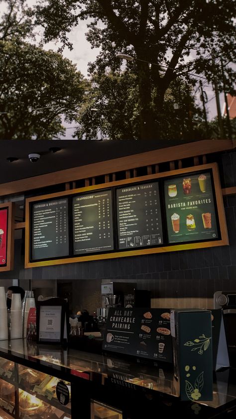 Drivethru Cafe, Starbucks Menu Board, Cafe Menu Boards, Retro Dinner, Cafe Display, Menu Display, Factory Interior, Starbucks Menu, Coffee Shop Interior Design