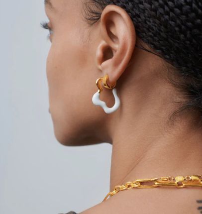 Brass Jewellery, Wavy Design, Double Chain Necklace, Medium Hoop Earrings, Bling Earrings, Ear Stack, Spring 2023, Recycled Gold, Recycled Sterling Silver