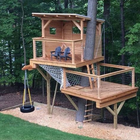 Tree House Plans, Backyard Kids Play Area, Tree House Diy, House Tree, Tree House Kids, Cool Tree Houses, Tree House Designs, Woodworking For Kids, Backyard Playground