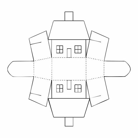 Printable Paper House Template 3d House Printable, Foldable House Template, 3d Paper Houses Svg Free, Origami Printables Templates, House Template Printable For Kids, 3d Paper Crafts Templates Free Printable, Paper House Template Printables Free, Paper Craft Templates Printable, 3d Paper House Template