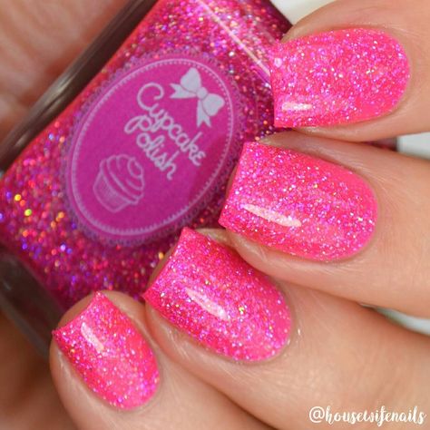 Bethany | Pittsburgh (@housewifenails) • Instagram photos and videos Neon Nail Polish, Pretty Nail Polish, Pink Glitter Nails, Glitter Gel Nails, Holographic Nail Polish, Pink Nail Polish, Nails 2023, Colorful Nail Designs, Pink Nail