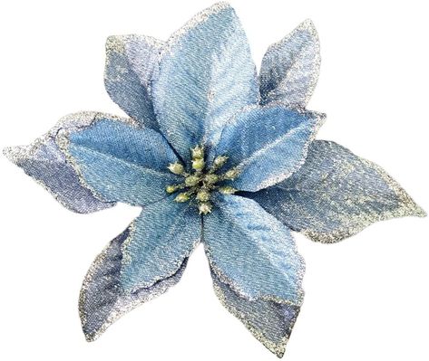 Amazon.com: NOVELTY GIFTS1 Christmas Glitter Poinsettia Artificial Flowers Christmas Tree Ornaments Pack of 12 (Blue) : Home & Kitchen Classy Christmas Decorations, Christmas Blue And White, Teal Christmas Tree, Flowers Christmas Tree, Poinsettia Christmas Tree, Christmas Trees White, Poinsettia Tree, Blue Christmas Tree Decorations, Christmas Tree Flowers