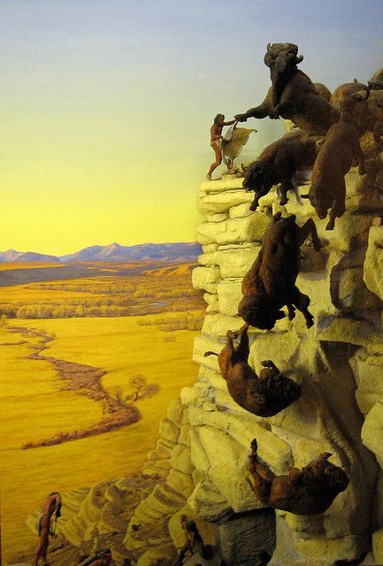 Buffalo Jump Diorama by kctynan, via Flickr Big Knives, Peter Max Art, Bison Art, Fantasy Ideas, Savage Worlds, Native American Artwork, Ranch Life, Indigenous People, American Indian Art