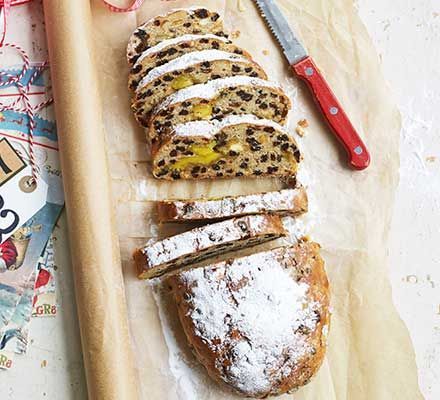 Easy Stollen Recipe, Marzipan Stollen, Christmas Stollen, Stollen Recipe, German Desserts, Dried Fruit Mix, Dessert Candles, Bbc Good Food, Mary Berry