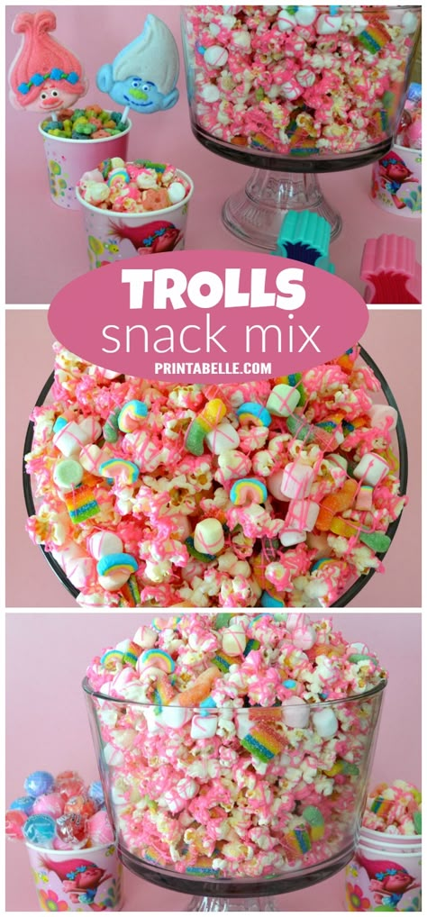 Party Mix Snacks, Trolls Party, Trolls Birthday Party, Troll Party, Bumbo, Party Snack, Party Mix, Snacks Für Party, 4th Birthday Parties