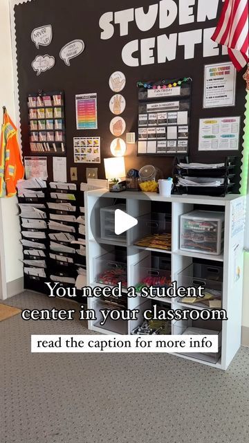 Student Supply Station Classroom, Male Elementary Teacher Classroom, Student Supply Center, Student Center In Classroom, Classroom Whiteboard Organization, Whiteboard Organization, Teacher Desk Organization, Library Orientation, Classroom Whiteboard