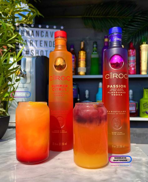 Cîroc Summer Citrus & Cîroc Passion... - Man Cave Bartender | Facebook Summer Citrus Ciroc Recipes, Passion Ciroc Drinks, Ciroc Summer Citrus Mixed Drinks, Ciroc Passion Drink Recipes, Ciroc Mixed Drinks, Ciroc Summer Citrus, Ciroc Passion, Ciroc Flavors, Ciroc Drinks