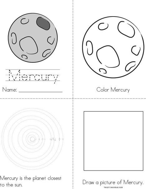 My Mercury Book from TwistyNoodle.com Solar System Printables, Planets Activities, Mercury Planet, Space Classroom, Twisty Noodle, Beginning Readers, Planets Art, Activity Books, Homeschool Science