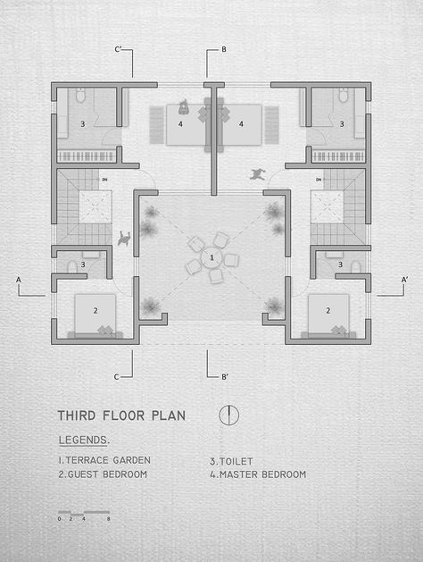 Twin Family House | Manoj Patel Design Studio | ArchiDiaries Twin House Plan, Spatial Planning, House Plan Design, Twin House, Town Houses, Courtyard House, Modern Houses, Hotel Suites, Facade House