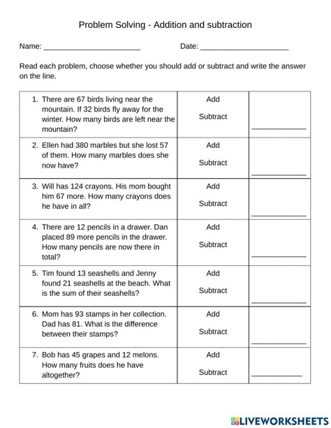 3rd Grade Math Addition And Subtraction, Solving Problems, Addition Subtraction Worksheet, Subtraction Worksheets For Grade 2, Maths Problem Solving, Problem Solving Activities For Kids, Addition Problem Solving Worksheets, Grade 5 Math Worksheets Word Problems, 4th Grade Math Worksheets Word Problems Addition And Subtraction