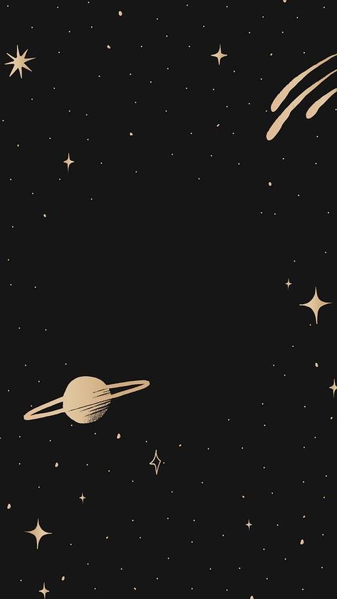 Outer space doodle black iPhone wallpaper | premium image by rawpixel.com / Aum Gold Mobile, Gold And Black Background, Space Doodles, Spiritual Wallpaper, Space Phone Wallpaper, Cocoppa Wallpaper, Planets Wallpaper, Space Illustration, Witchy Wallpaper