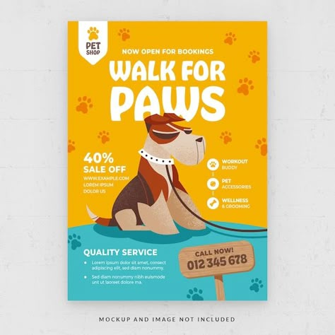 Dog Poster Design, Dog Walker Flyer, Flyer Design Ideas, Event Poster Design Inspiration, Charity Poster, Pet Event, Dog Marketing, Pet Branding, Dog Walking Business